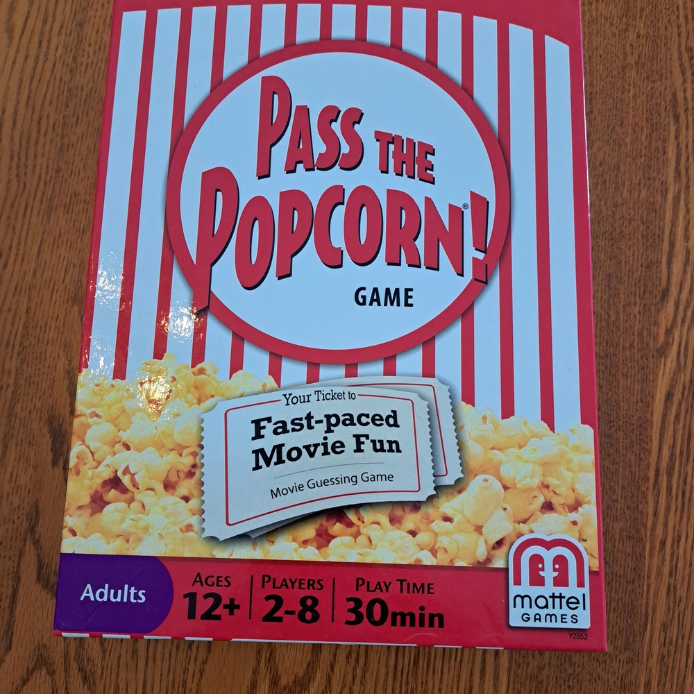 Mattel Pass the Popcorn! Party Game — Red, White, Yellow